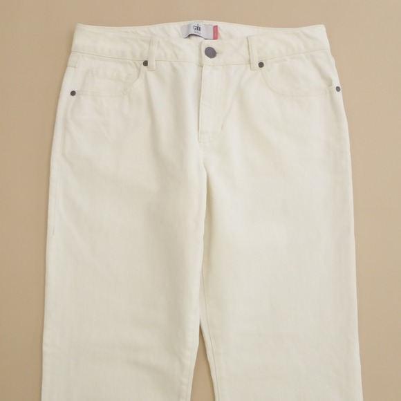 Cabi Jeans Womens 100% Boyfriend White Straight Leg Cotton Pants 6072 Size 6 - Picture 2 of 9